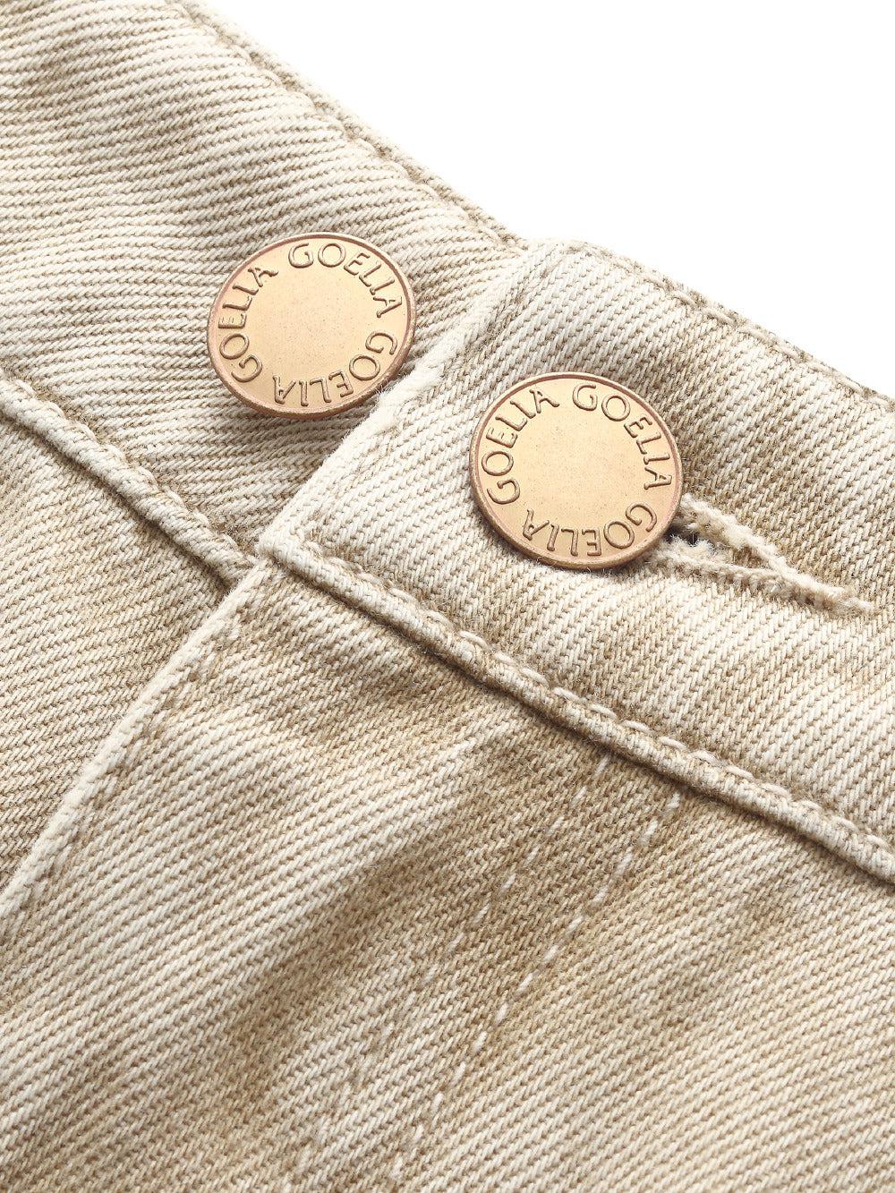 100% Cotton Denim Women Adjustable Waist Jeans Product Image