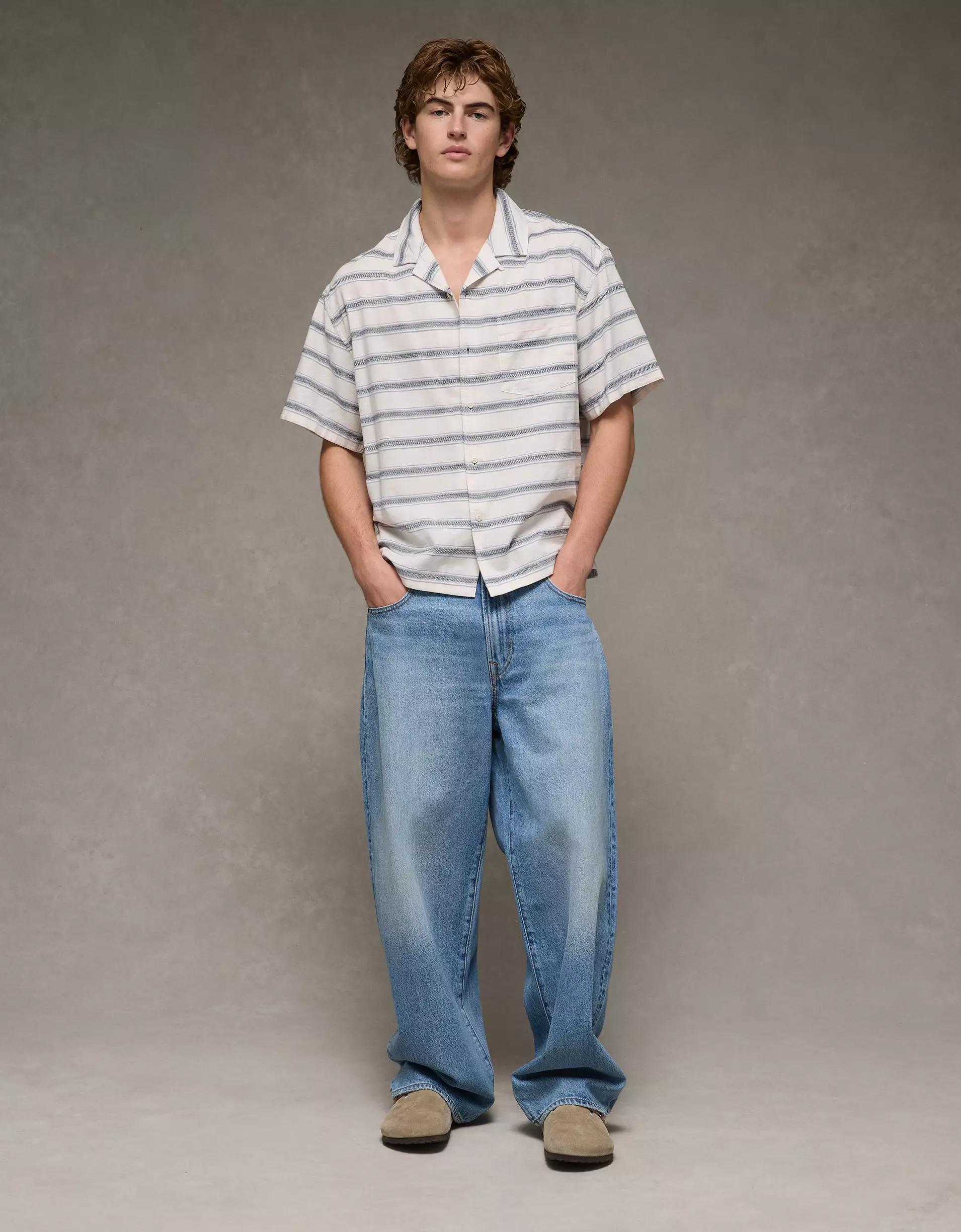 AE Poolside Striped Button-Up Shirt Product Image