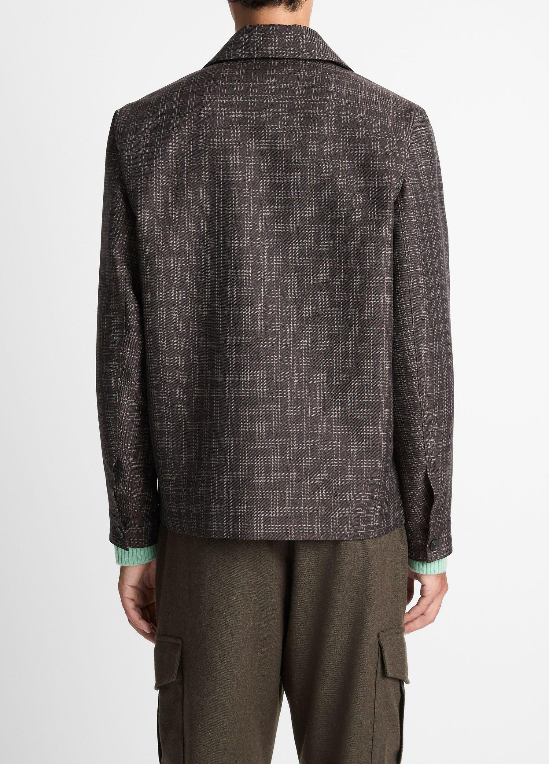 Plaid Wool-Blend Zip Jacket Product Image