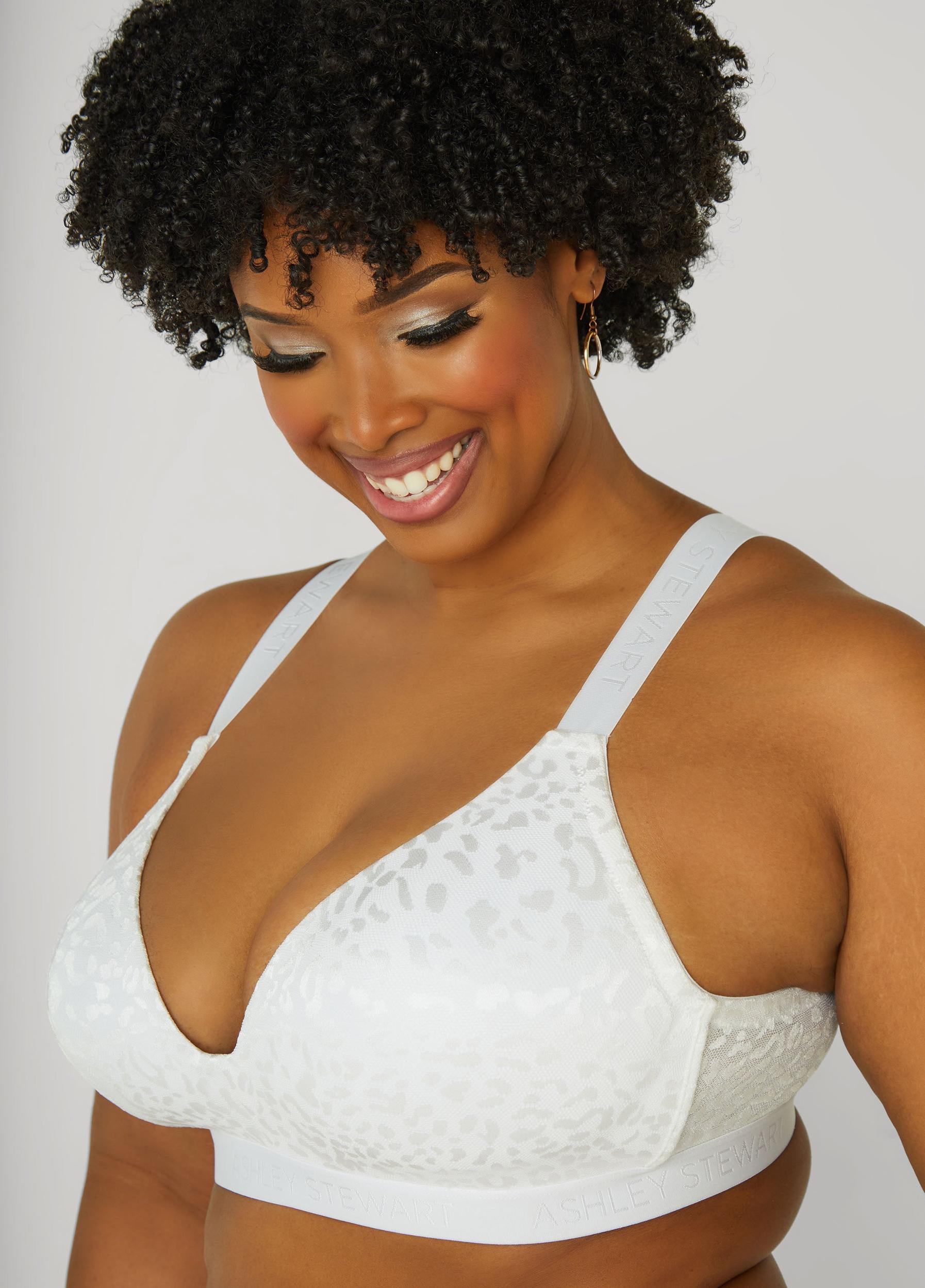 Plus Size Wireless Leopard Jacquard Bra Ashley Stewart Product Image