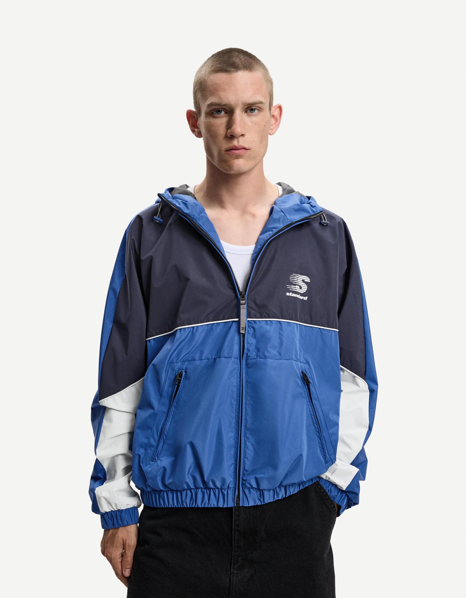 Lightweight color block jacket with hood Product Image