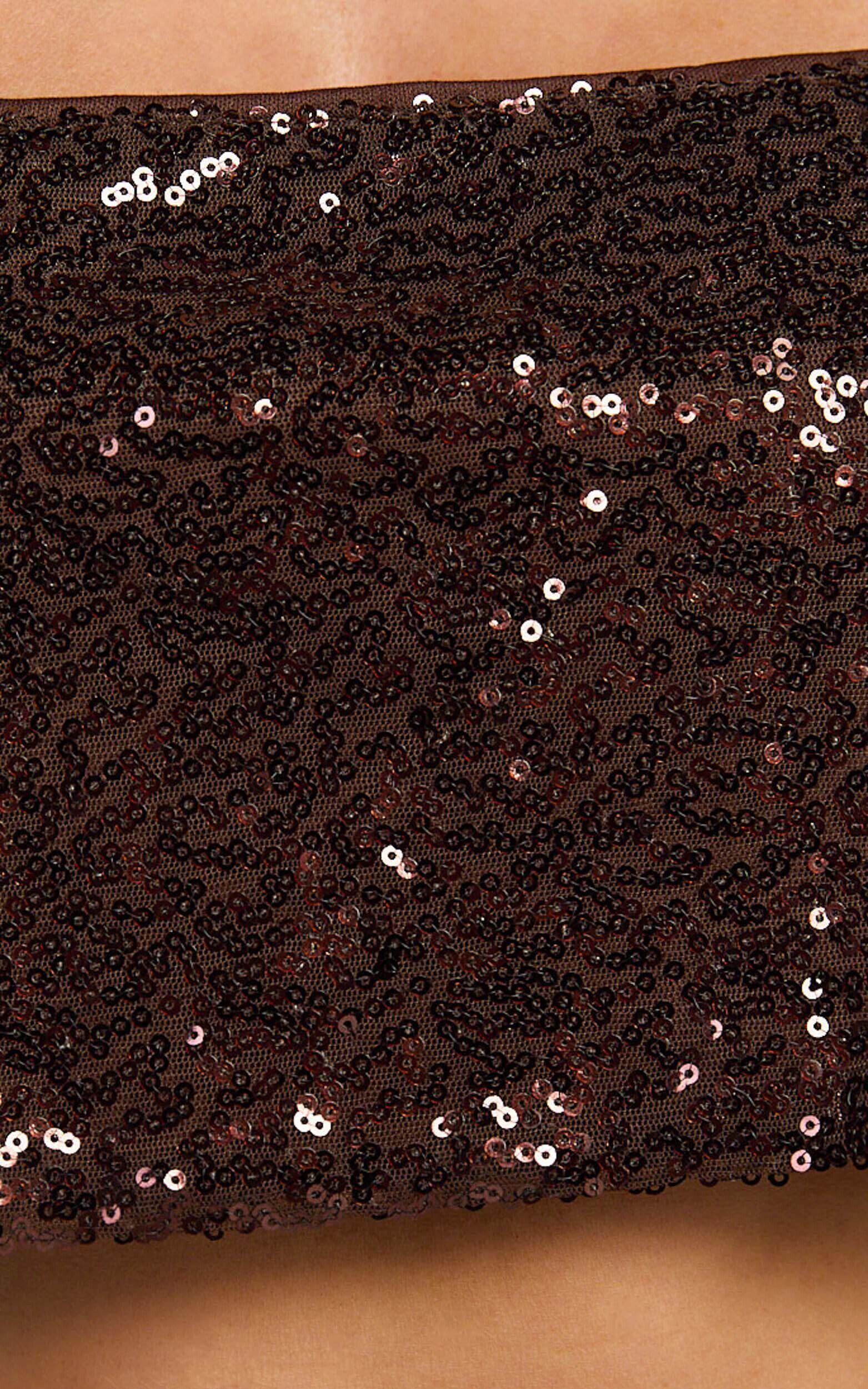 Elswyth Top - Strappy Sequin Crop Cami Top in Chocolate Product Image