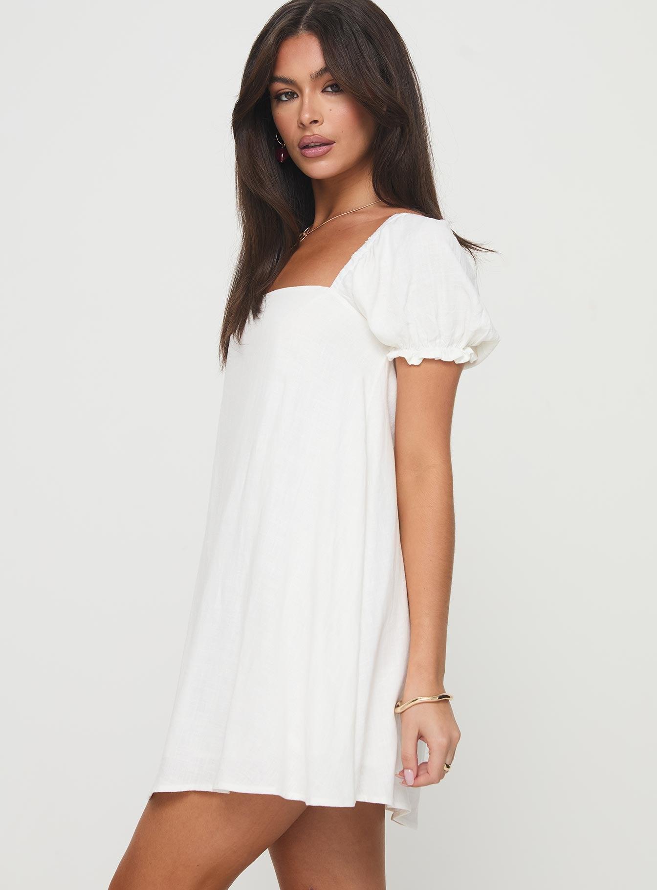 Beyond Linen Blend Mini Dress White Product Image