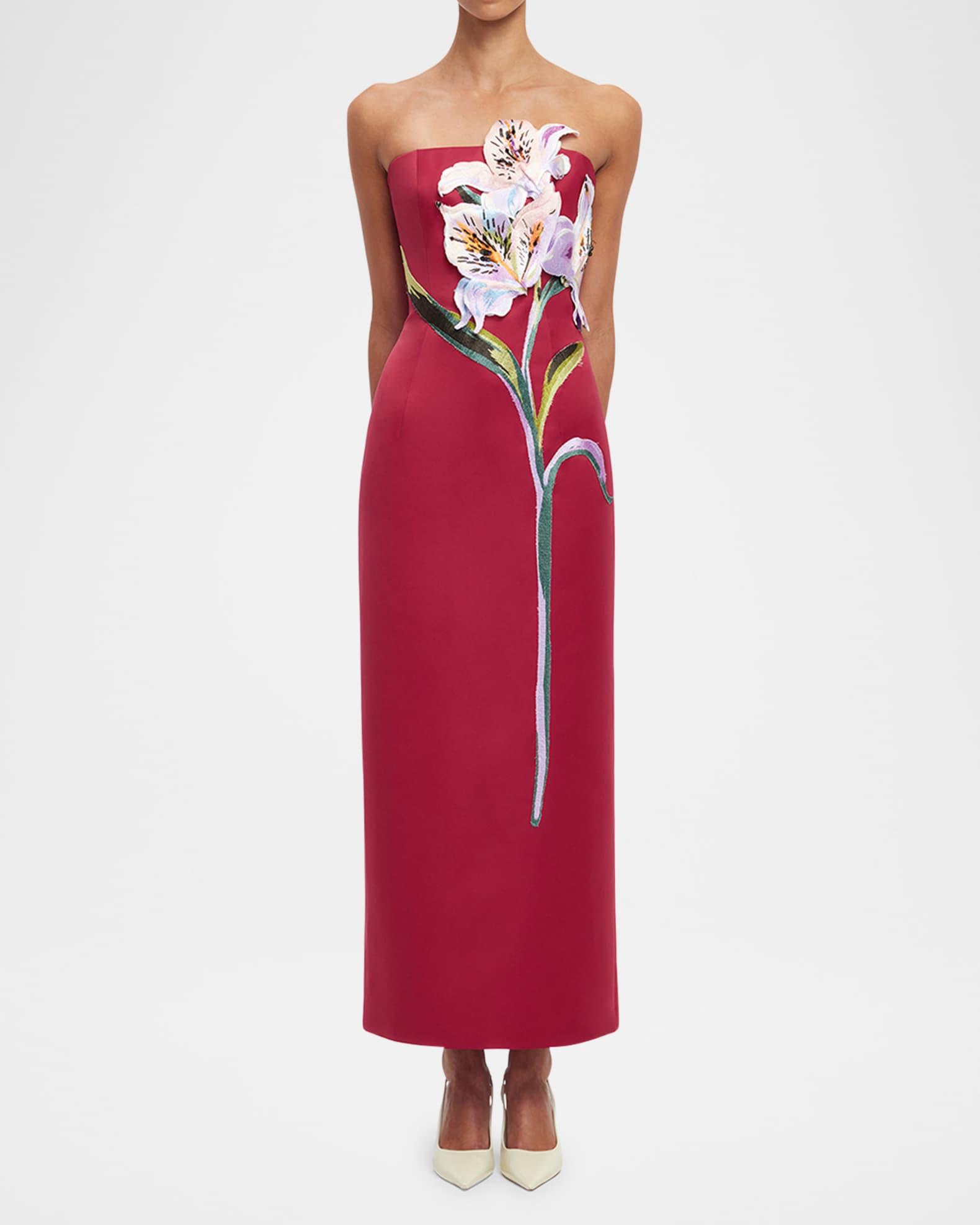 Rayna Strapless Floral Applique Maxi Dress Product Image