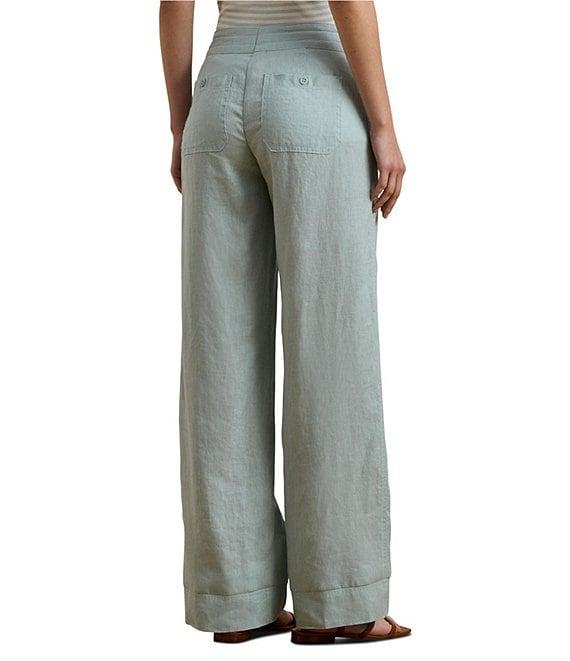 Lauren Ralph Lauren Flat Front Mid Rise Drawcord Waist Pants Product Image
