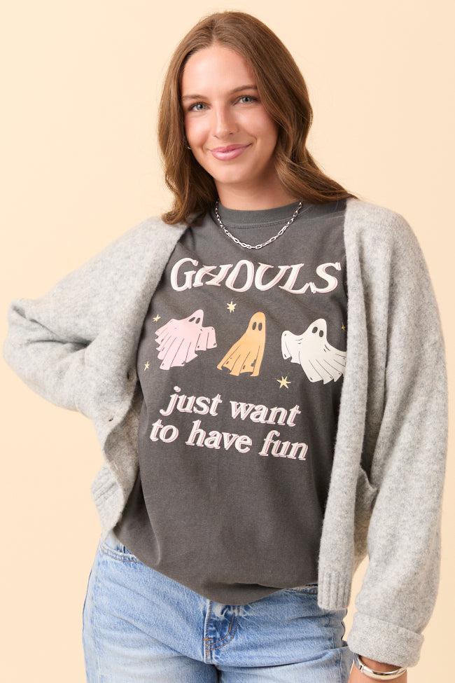 Ghouls Just Want To Have Fun Dark Grey Graphic Tee Product Image