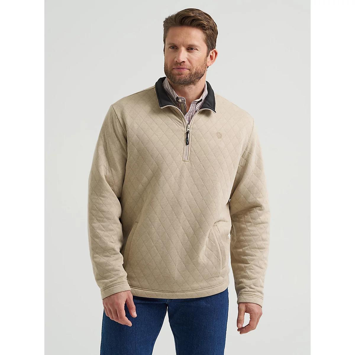 Men's George Strait Quarter-Zip Quilted Pullover in Tan Product Image