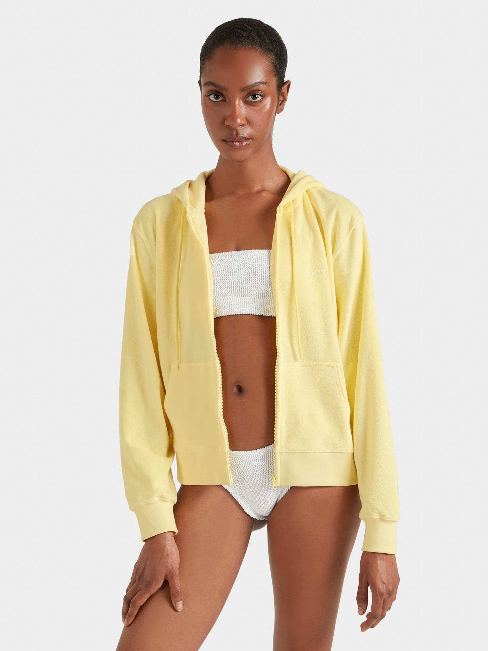 Terry Towelling Zip Hoodie - Butter Product Image