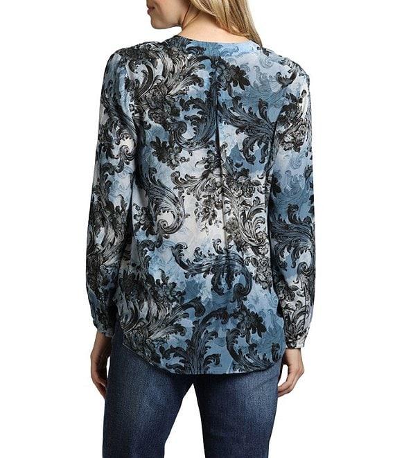 APNY Watercolor Collared Long Sleeve Crossover Top Product Image