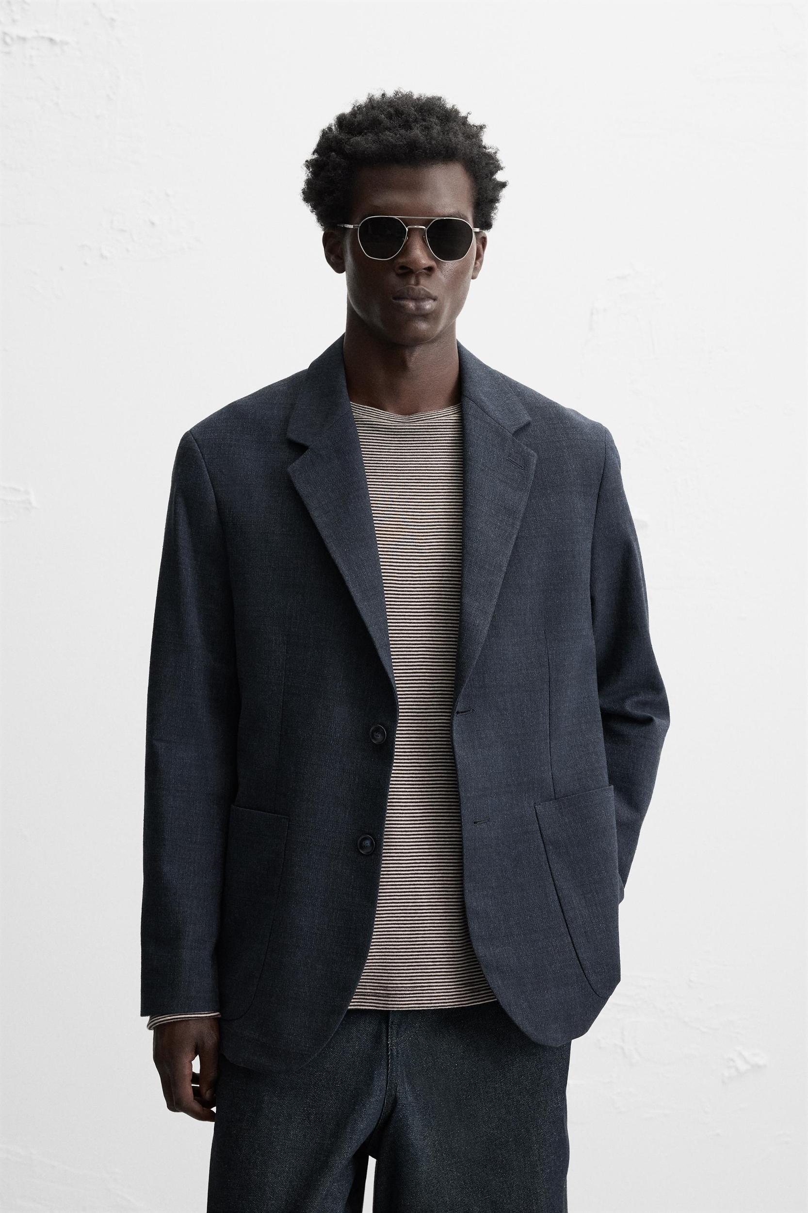 REGULAR FIT TEXTURED BLAZER Product Image