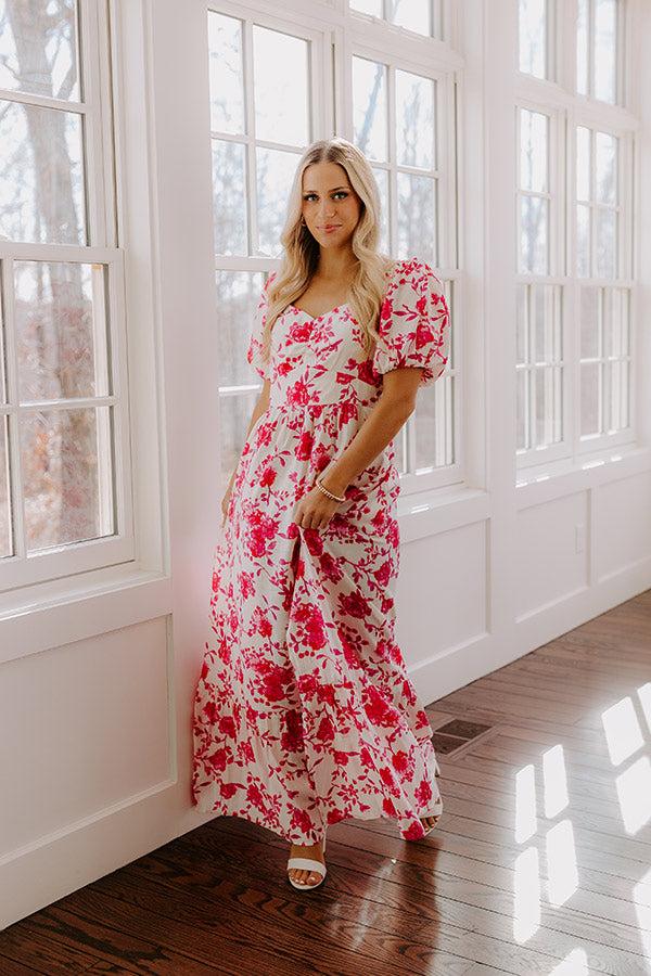 Sweet Surprise Floral Maxi Dress in Hot Pink Product Image
