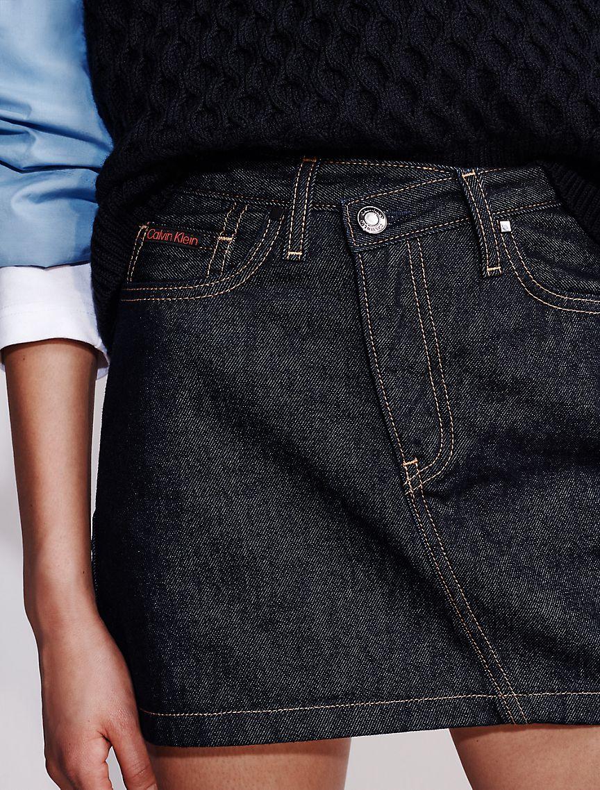 Denim Asymmetric Waist Mini Skirt Product Image