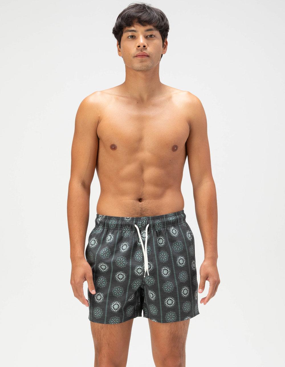 RSQ Mens Dotted Medallions Swim Shorts - BLACK Product Image