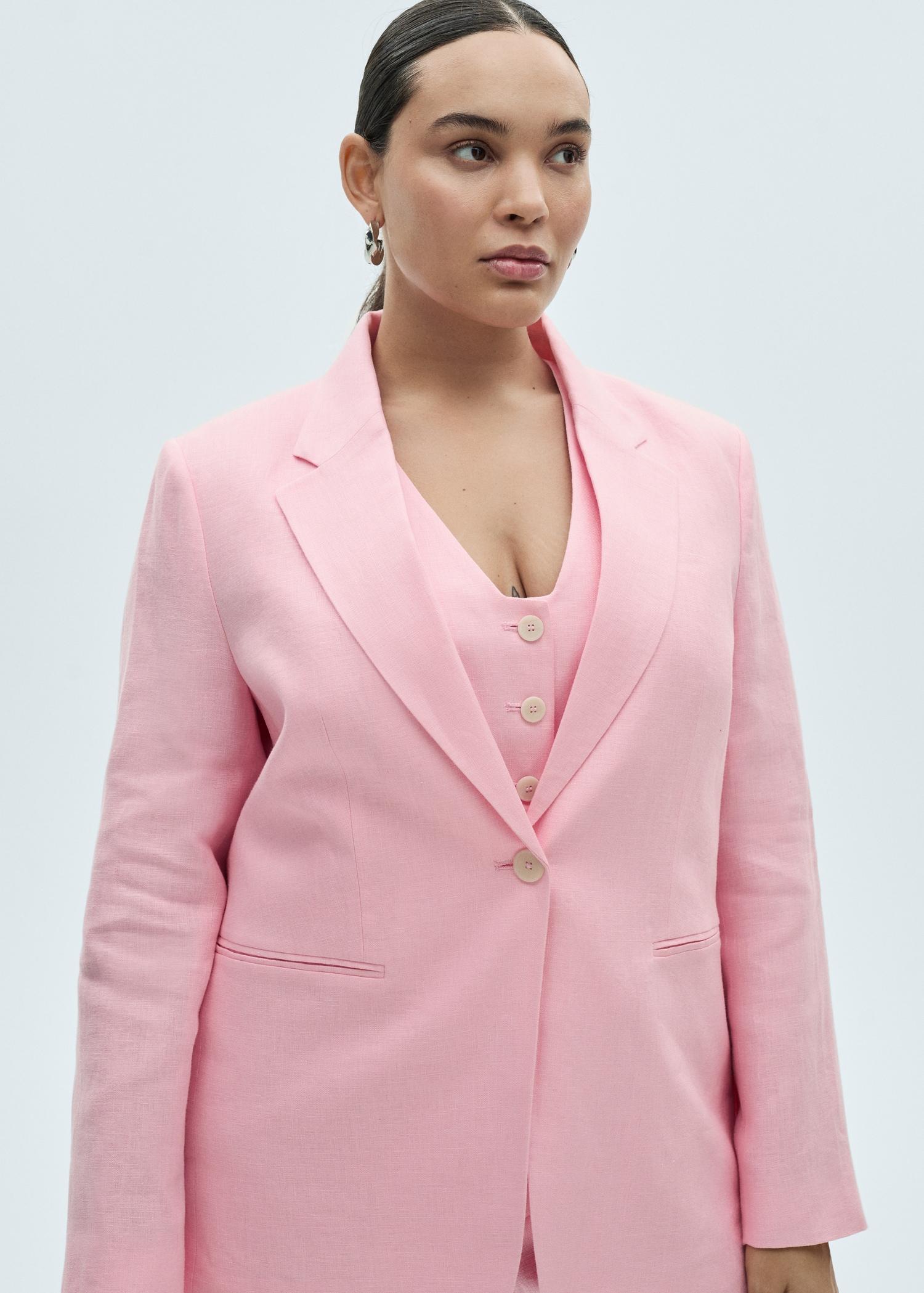 Linen suit blazer - Women | MANGO USA Product Image