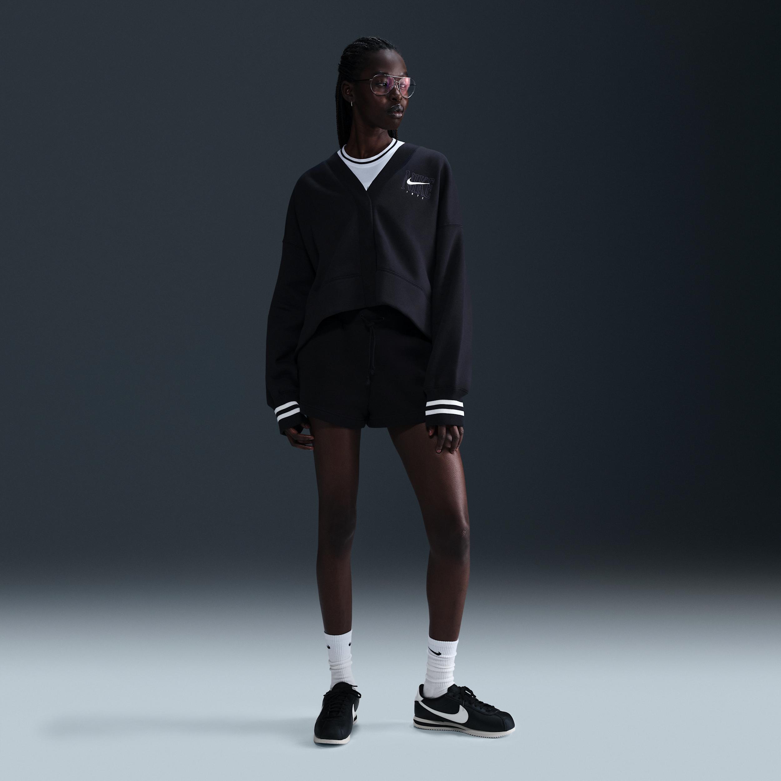 Nike Womens Nike NSW Phoenix Fleece OOS Graphic Cardigan - Womens Black Product Image