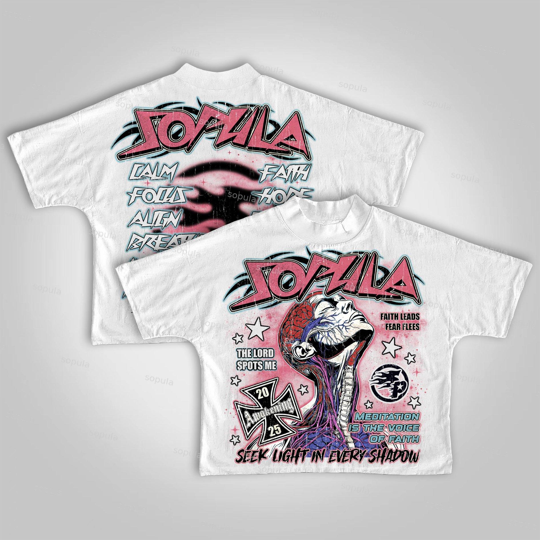 Sopula 2025 Meditation And Faith Vintage Graphics Cropped T-shirts Product Image