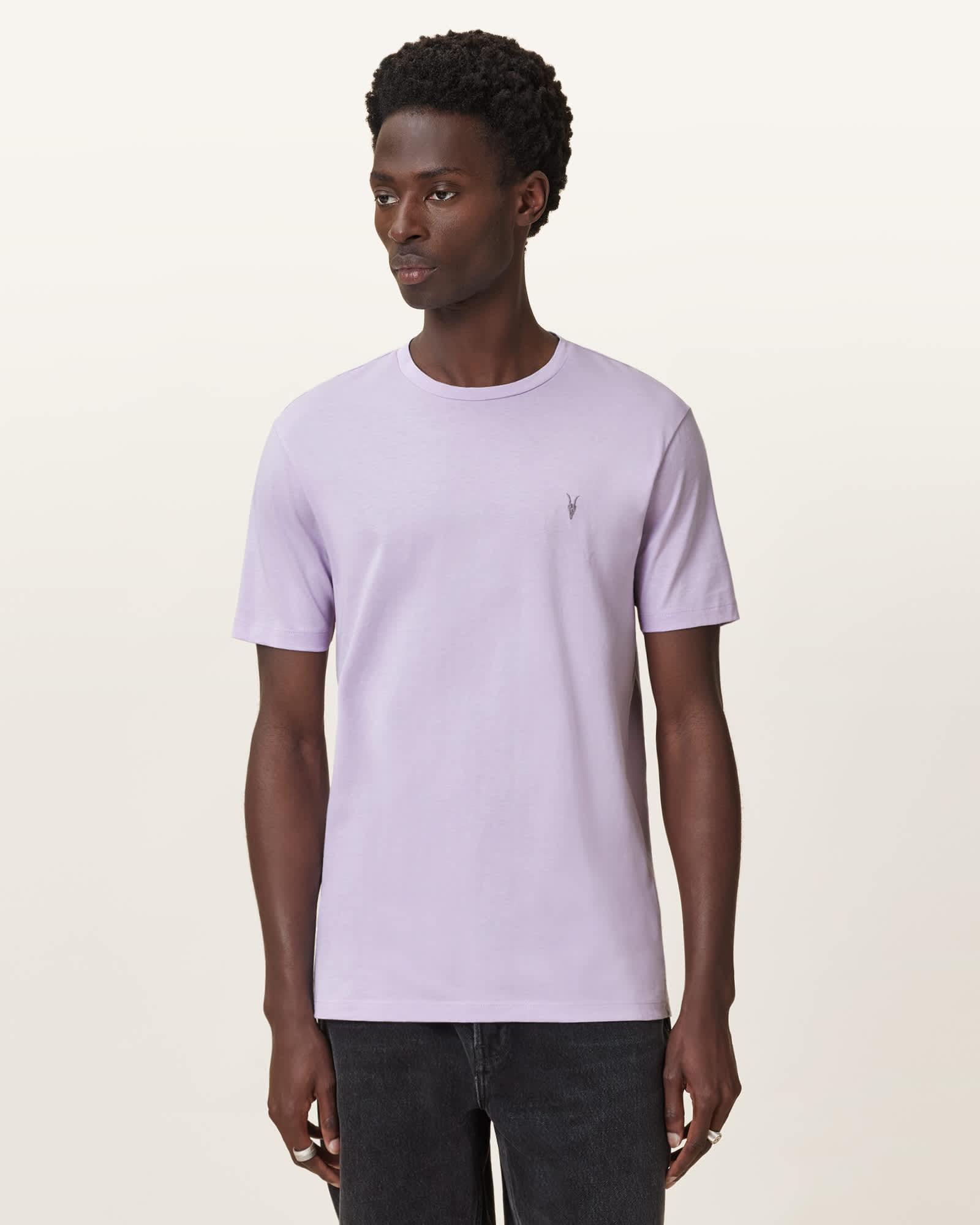 Brace Brushed Cotton T-Shirts 3 Pack OPT WHT/LILAC/BLUE | ALLSAINTS US Product Image