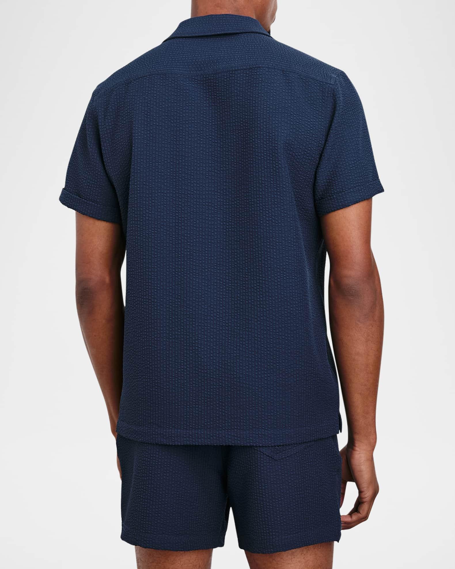 Men's Amalfi Textured Stripe Short-Sleeve Shirt Product Image