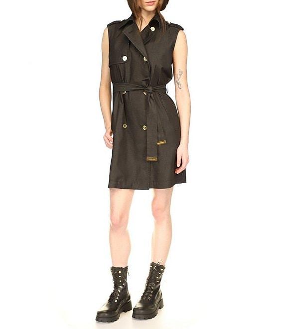 Michael Kors Mini Chambray Sleeveless Trench Dress Product Image