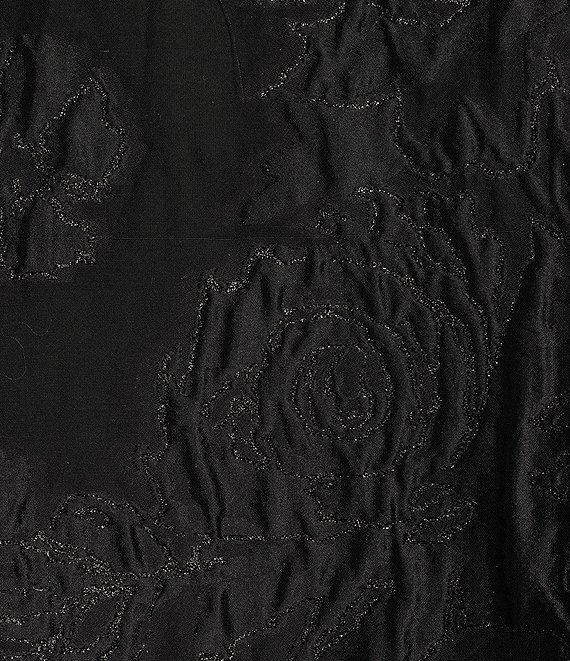 Caroline Rose Shimmer Rose Burnout Jacquard Convertible Stand Collar Bracelet Sleeve Statement Jacket Product Image