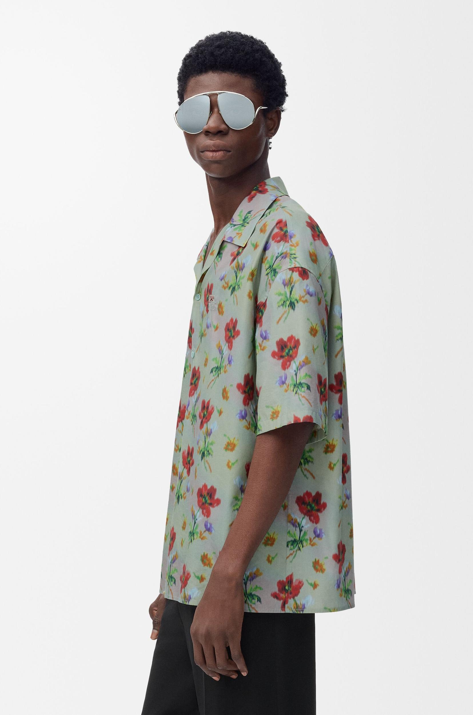 Short sleeve shirt in cotton and silk Product Image