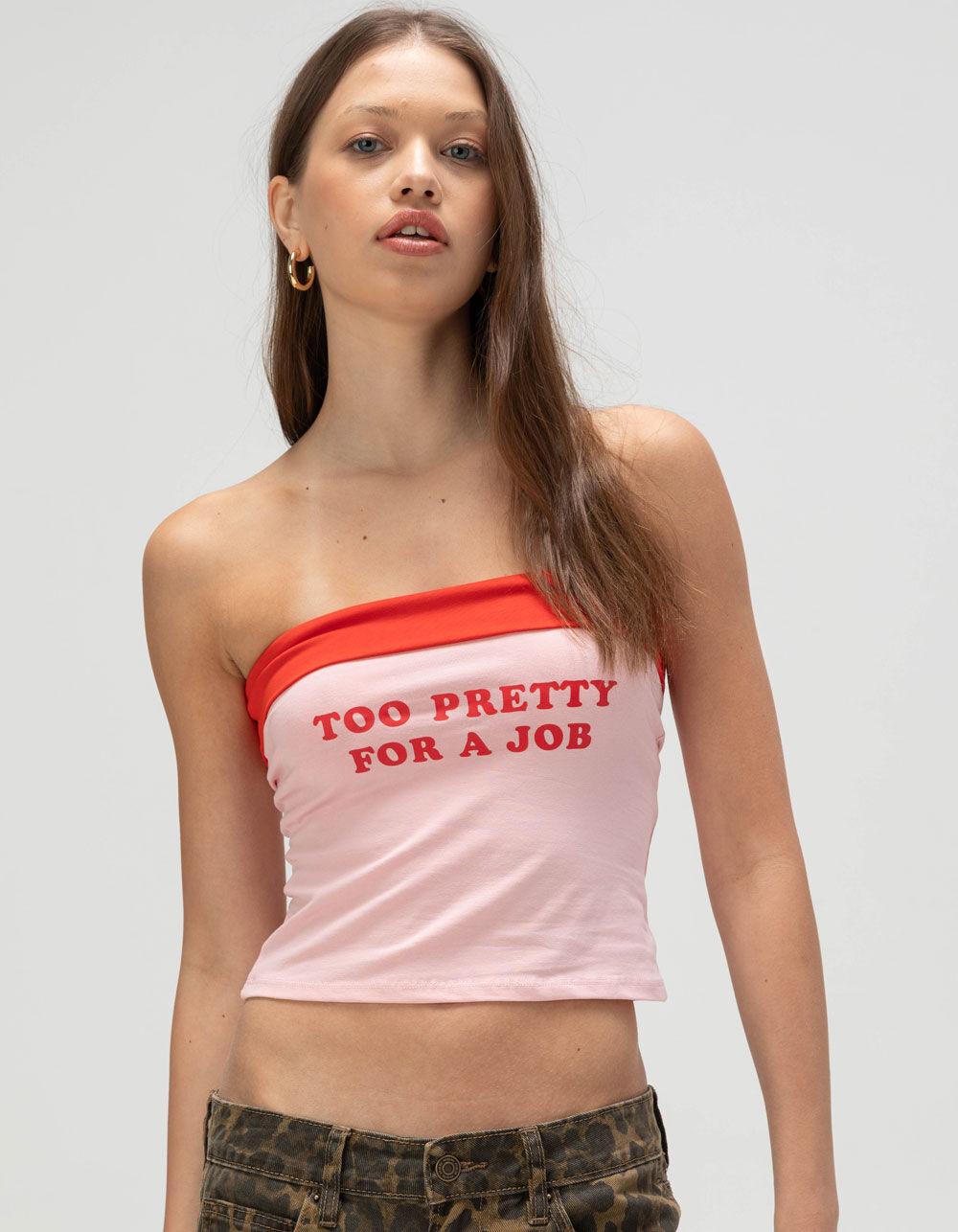 FULL TILT Too Pretty For A Job Womens Tube Top - PINK COMBO Product Image