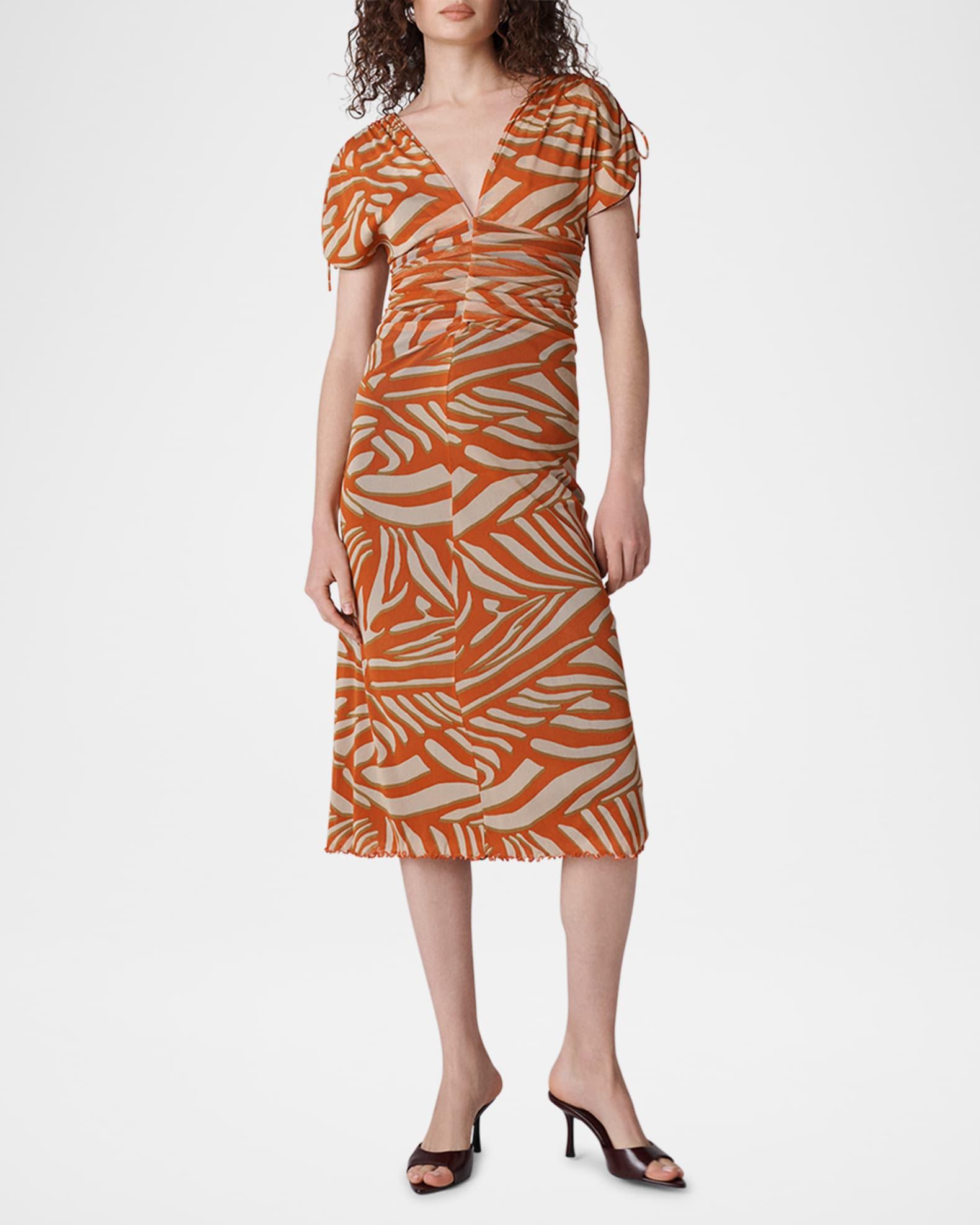 Ella Ruched Reversible Midi Dress Product Image