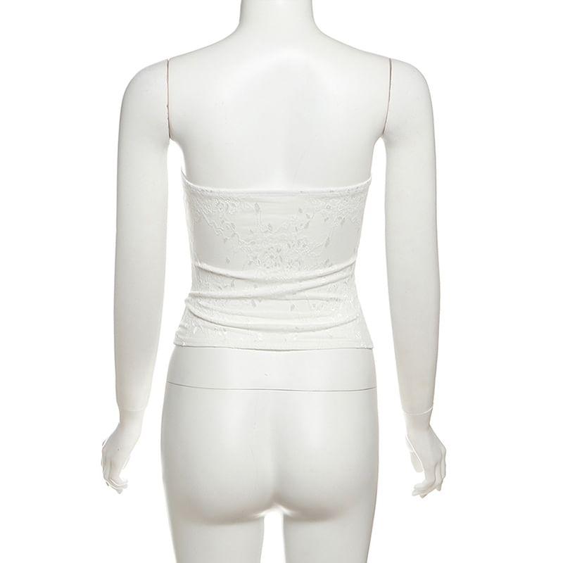 Lace-Up Lace Panel Corset Top Product Image