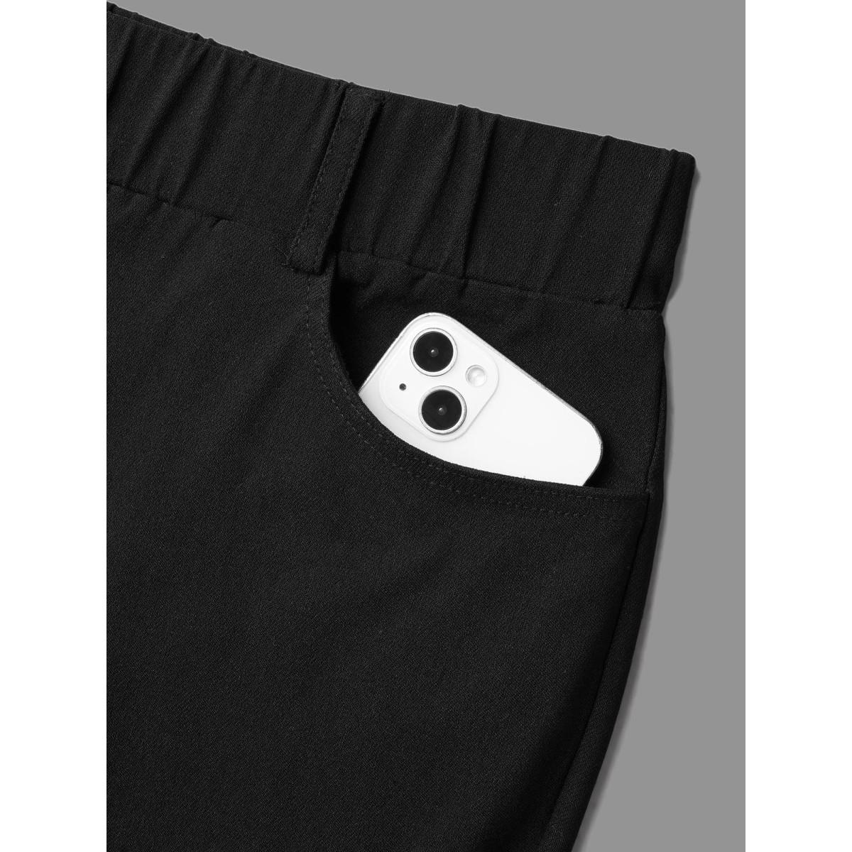 Plus Size No-Waist Gap Decorative Placket Skinny Pants Women Black Elegant Skinny Mid Rise Everyday Pants BloomChic 18-20/2X Product Image