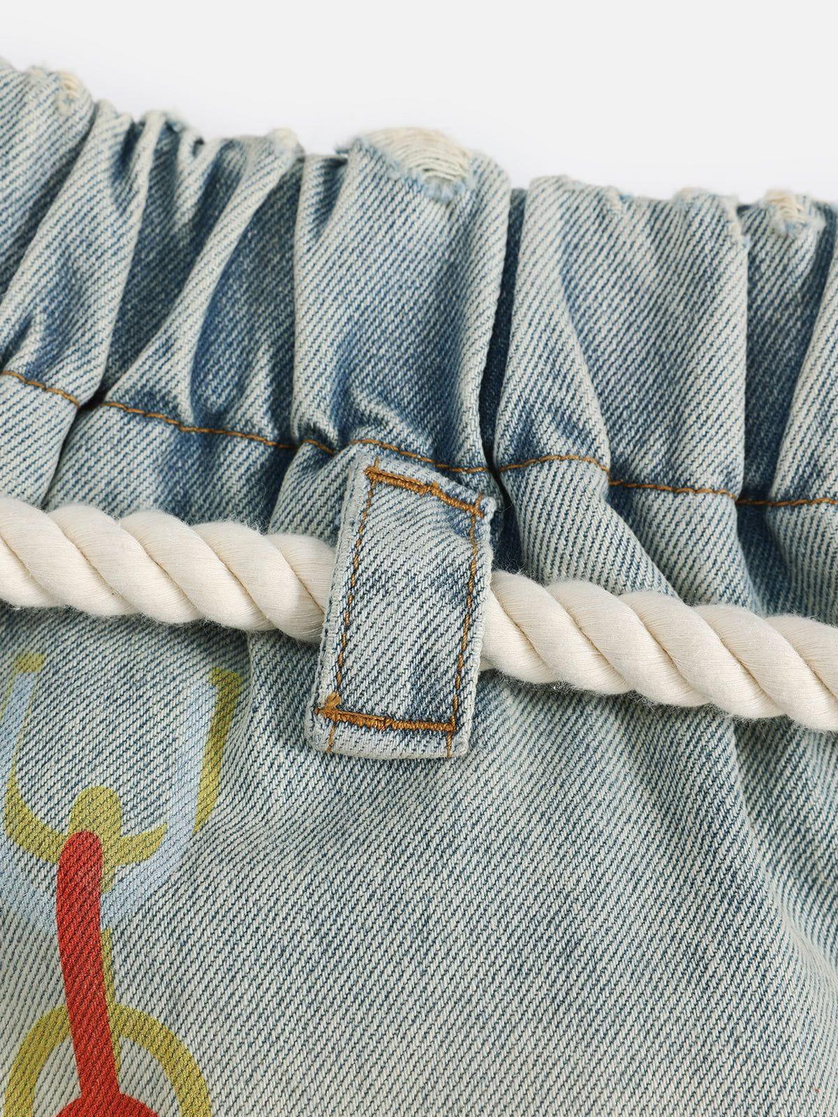 Aelfric Eden Cartoon Graphic Super Baggy Barrel Jeans Product Image