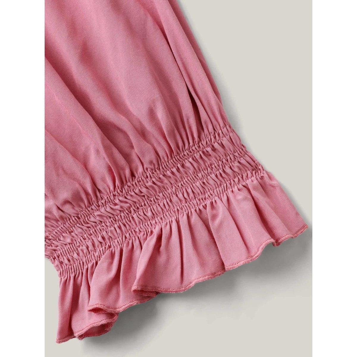 Plus Size Rayon Stretchy Waist Pockets Milkmaid Dress Watermelon Women Romantic Square Neck Short sleeve Curvy BloomChic 22-24/3X Product Image