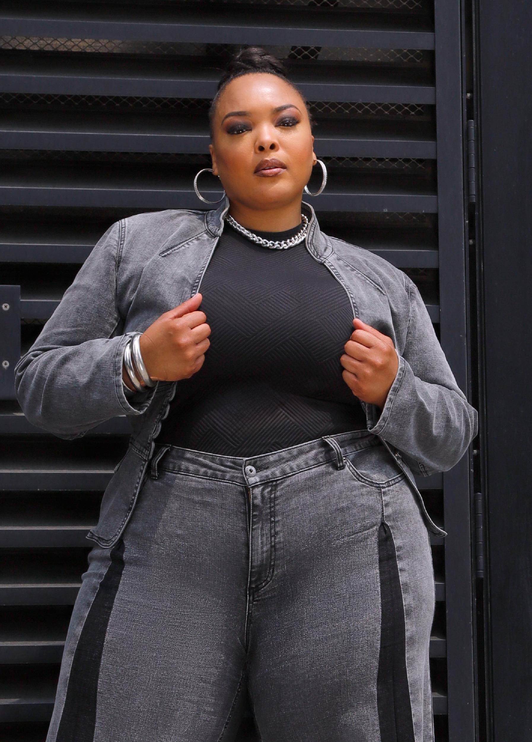 Belted Stonewash Denim Jacket Product Image