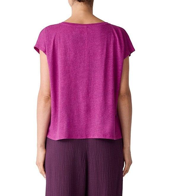 Eileen Fisher Organic Linen Jersey V-Neck Cap Sleeve Top Product Image