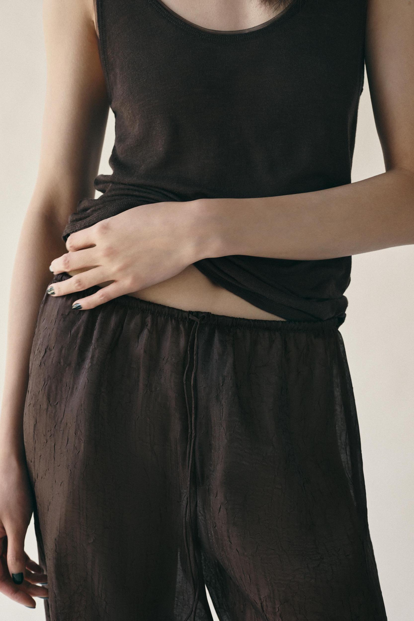 WRINKLED SEMI-SHEER PANTS Product Image