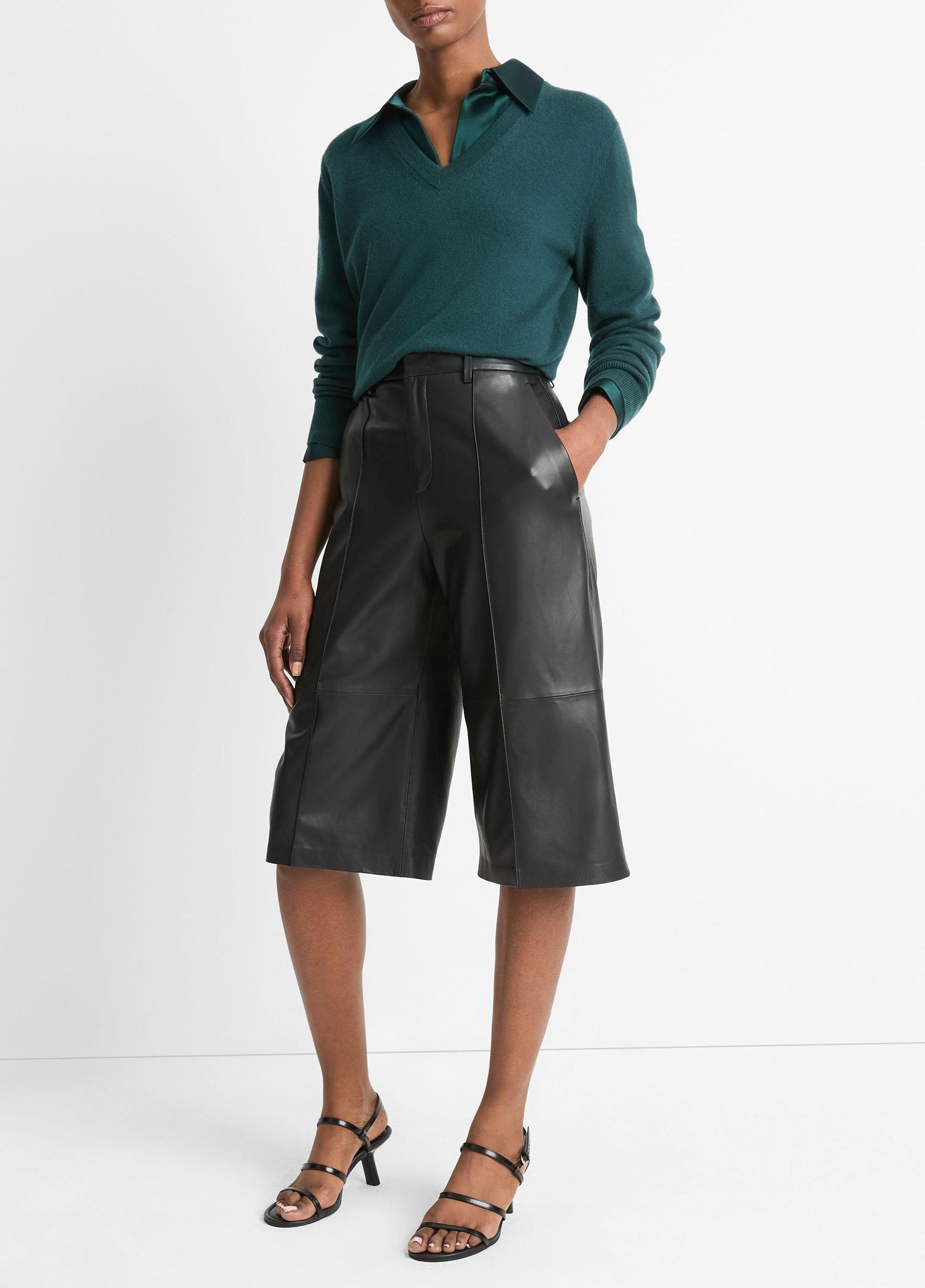 Leather Mid-Rise Long Short Product Image