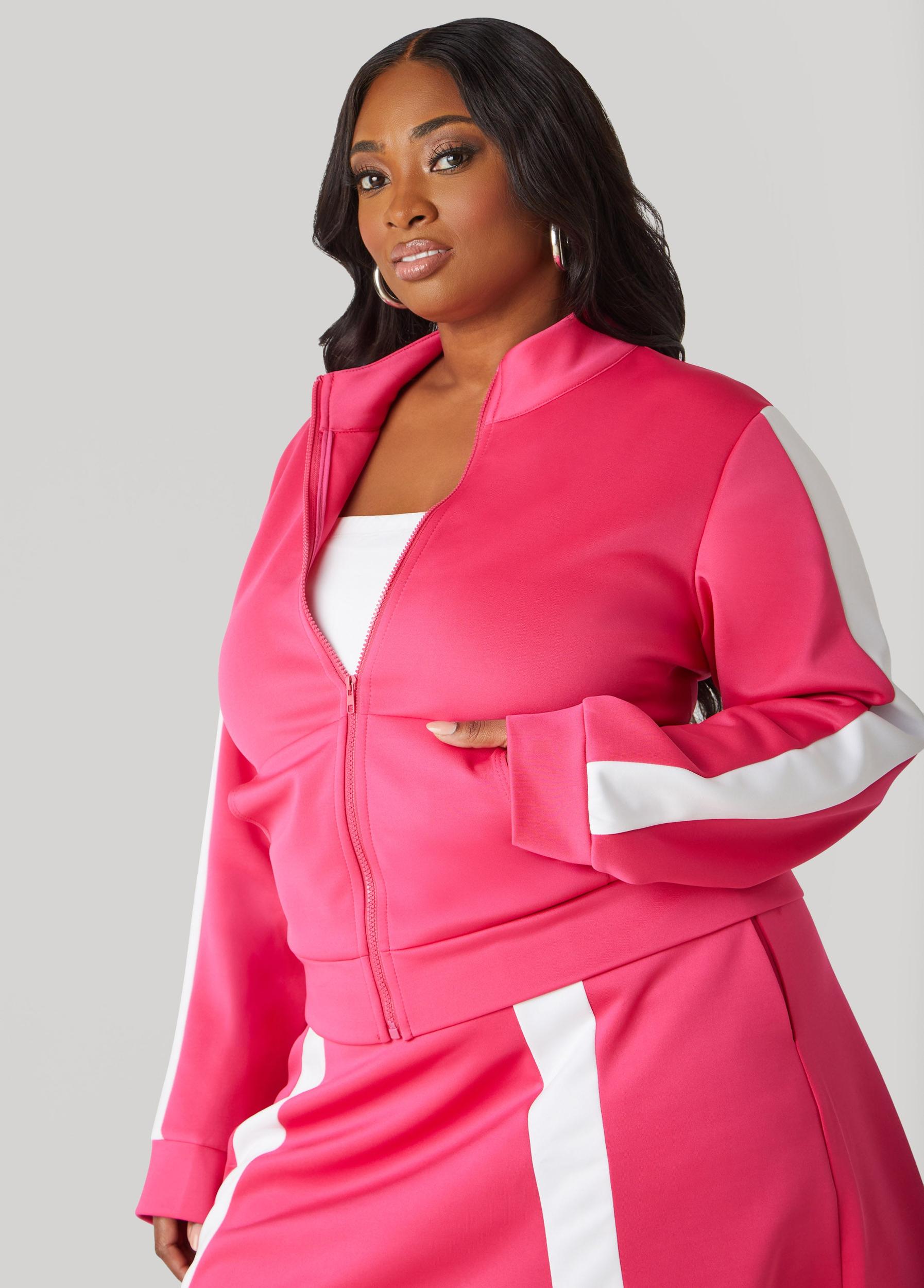 Plus Size Stripe Trimmed Track Jacket Ashley Stewart Product Image