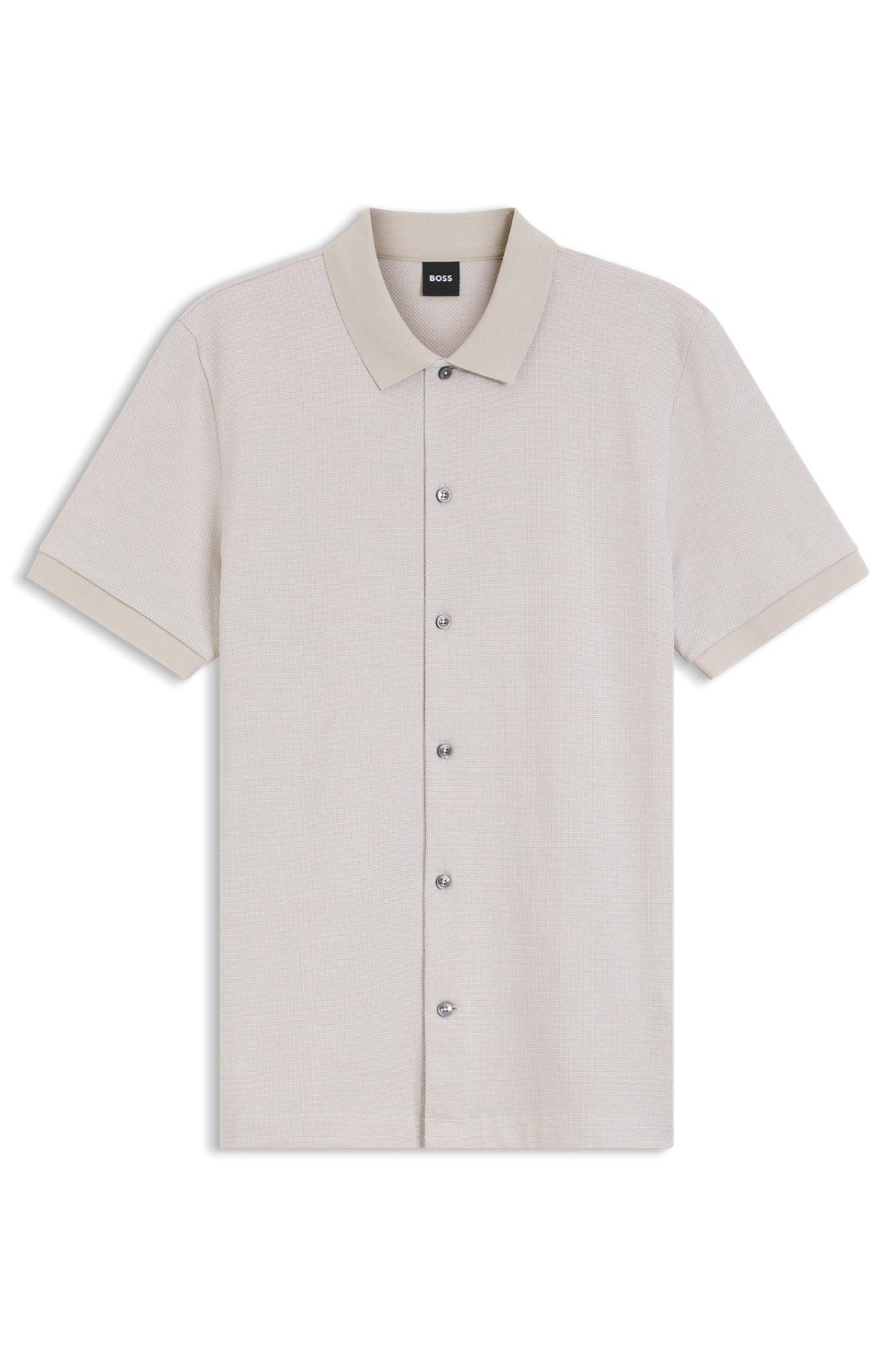 Regular-fit shirt in bubble-structure cotton Product Image