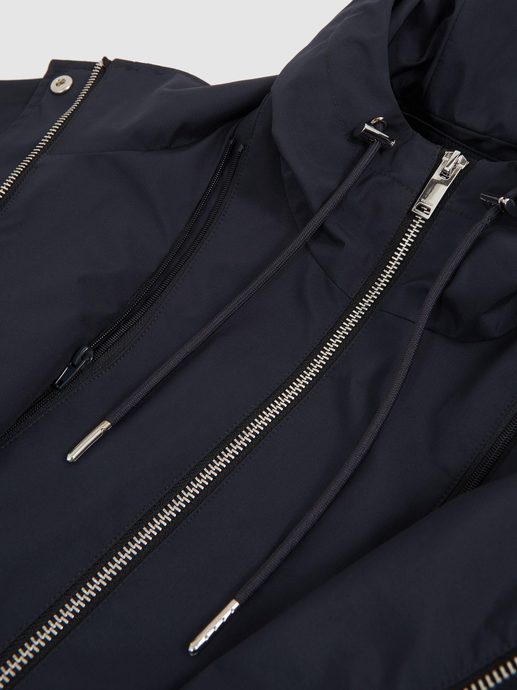 Removable-Hood Rain Coat in Navy Product Image