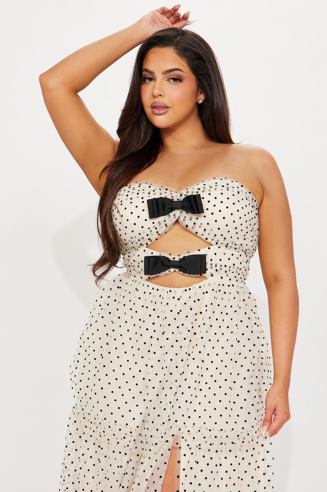 Elegant Polka Dot Maxi Dress - Cream/combo Product Image