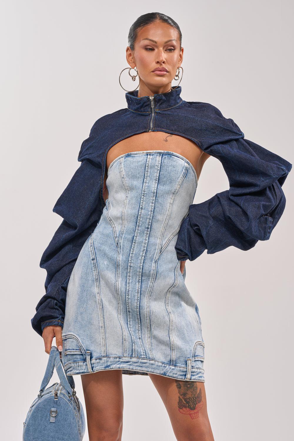 SPOIL ME BOLERO IN DARK DENIM Product Image