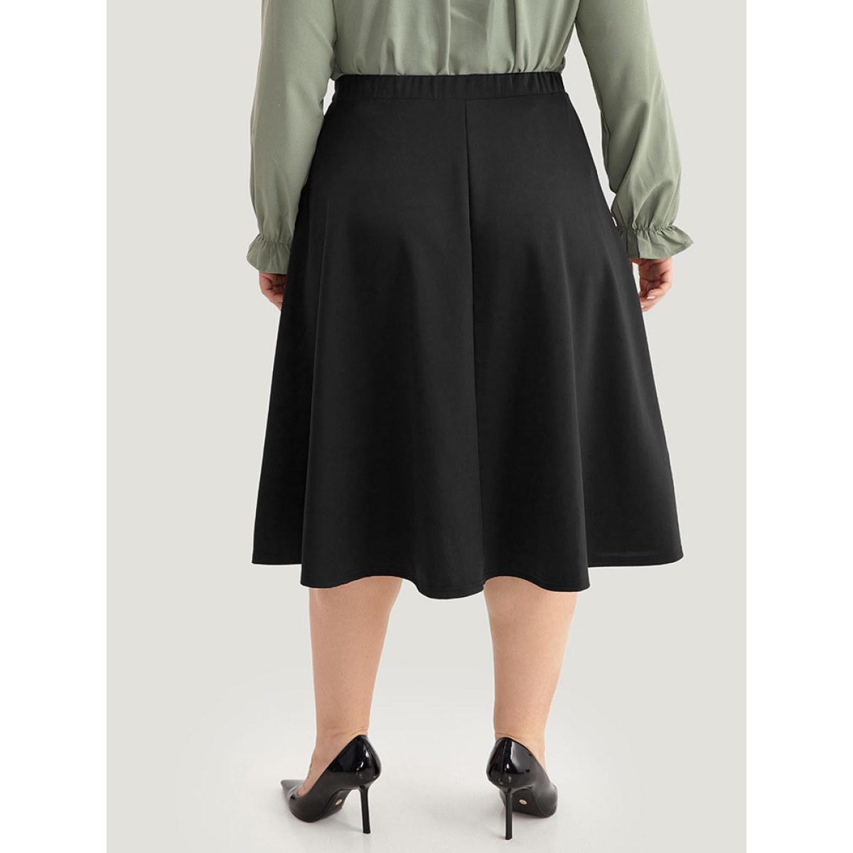 Plus Size Pearl Beaded Ties Cropped Skirt Women Black Elegant Beaded Low stretch Dailywear Skirts BloomChic 10/M Product Image