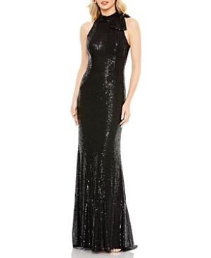 Mac Duggal Sequined Soft Tie Halter Neck Column Gown Product Image
