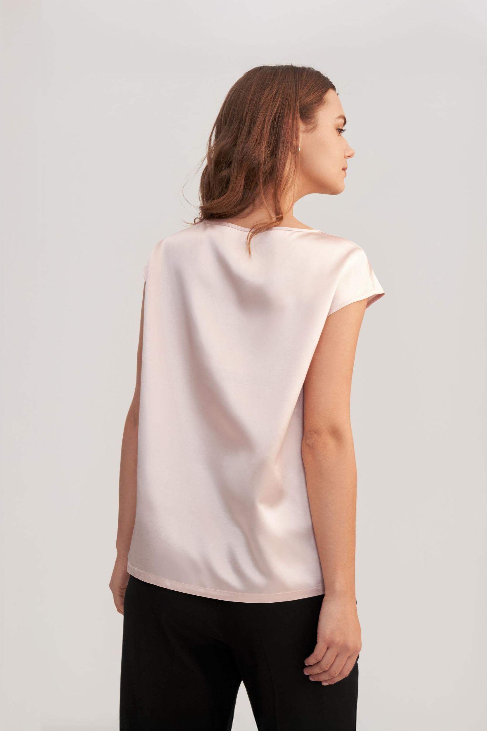 Basic Cap Sleeves Silk Tee Product Image