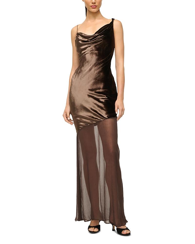 STAUD Beaton Mixed Media Dress In Brown Product Image