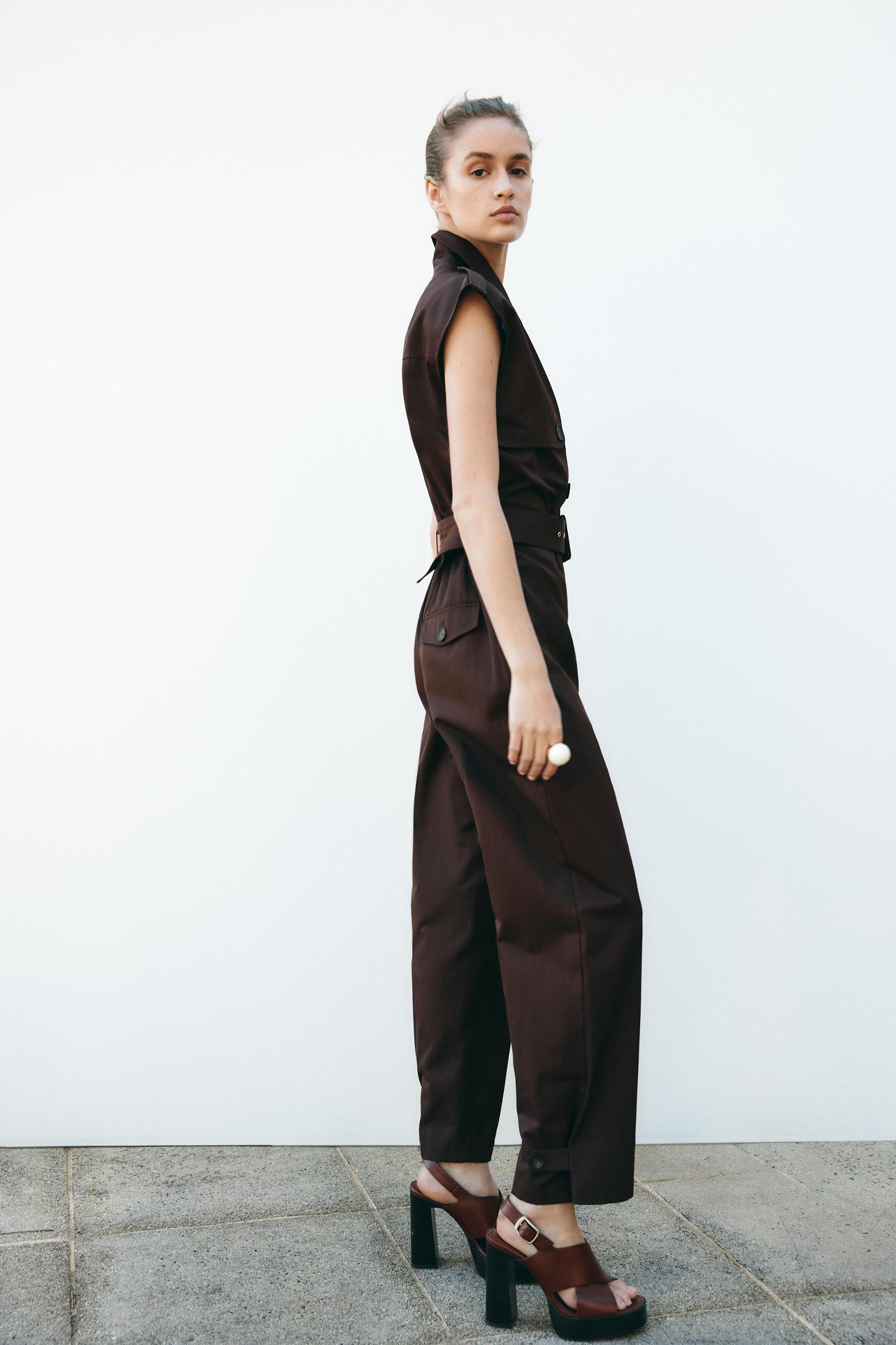 BELTED SLEEVELESS JUMPSUIT Product Image