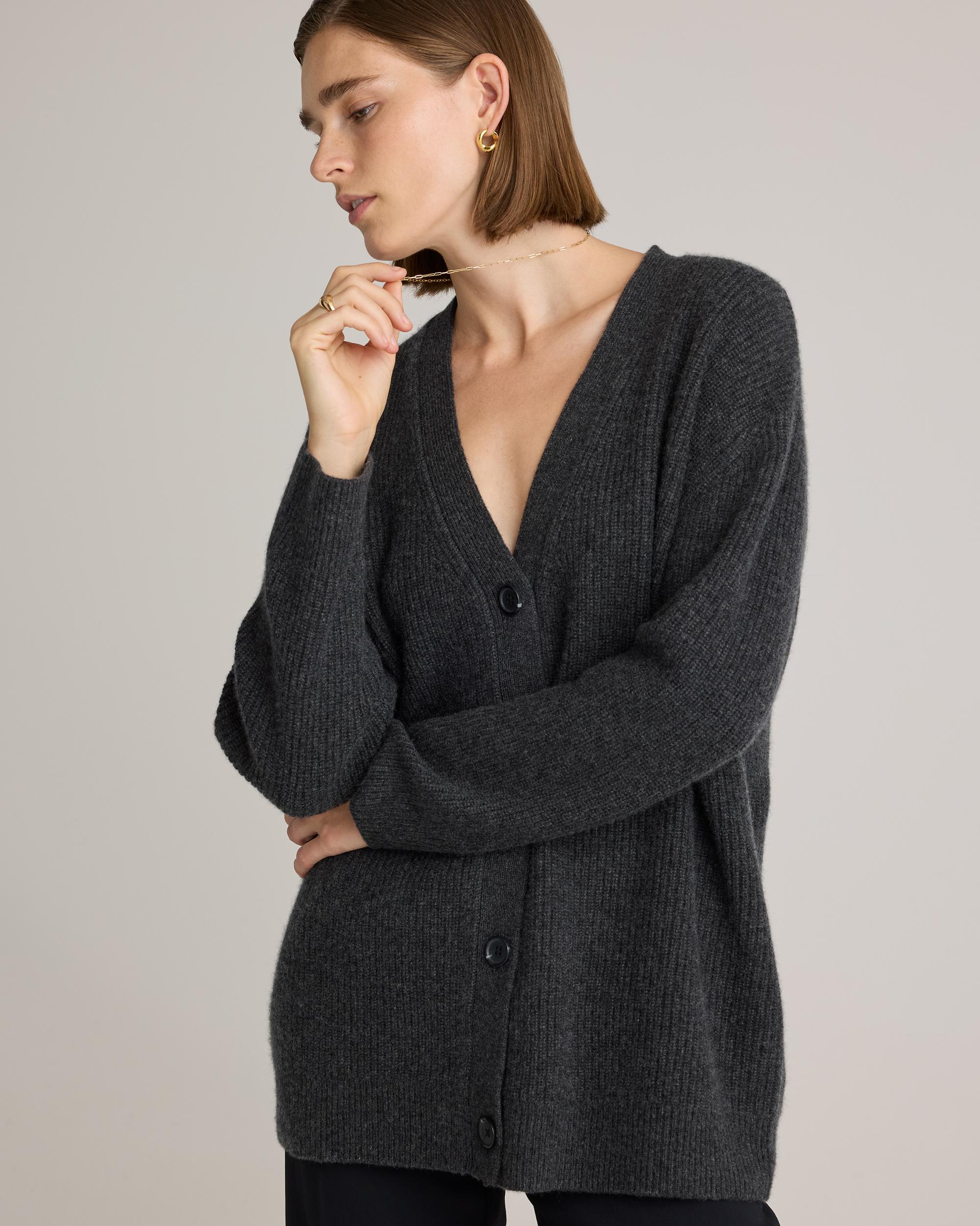Quince | Women's Mongolian Spring Cashmere OverSized Boyfriend Cardigan Sweater Size XL Product Image