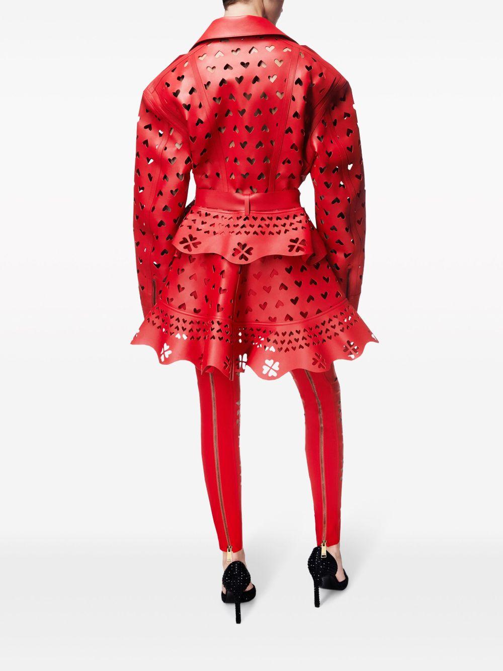 Laser-Cut Heart leather jacket Product Image