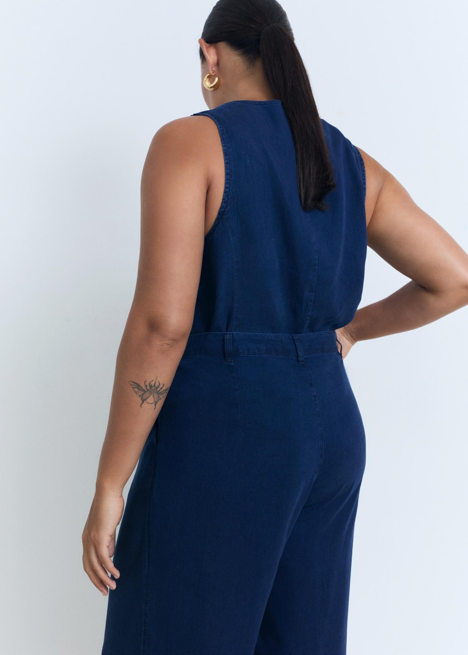 Wideleg lyocell pants with pleats - Women | MANGO USA Product Image