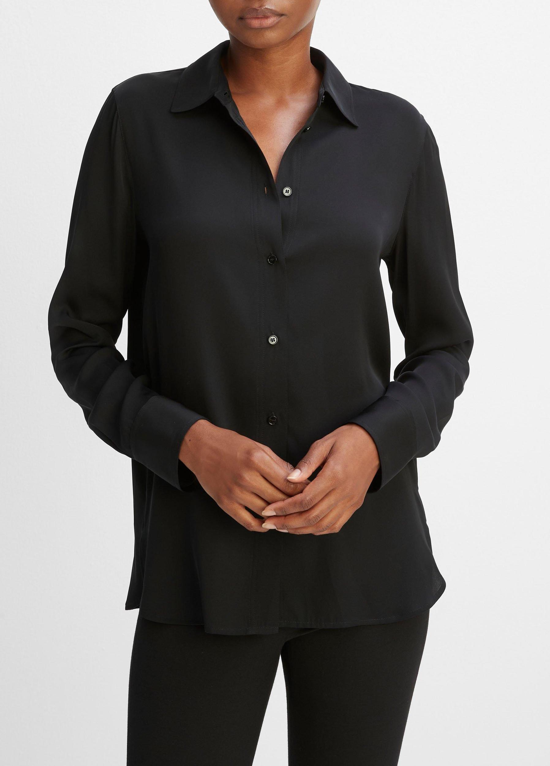 Slim Fitted Stretch-Silk Blouse Product Image
