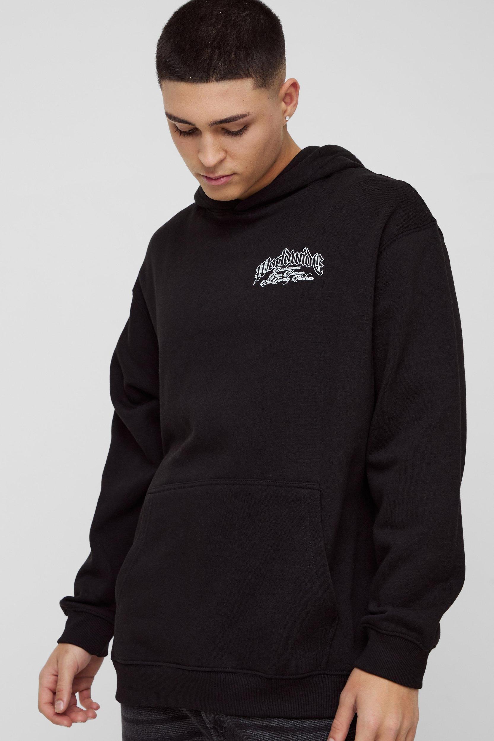 Oversized Washed Large Scale Renaissance Graphic Hoodie | boohooMAN USA Product Image